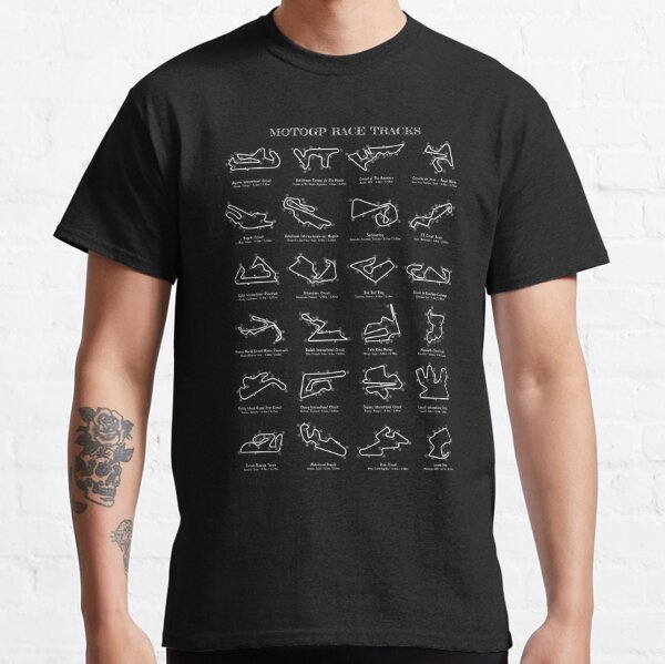 MotoGP Race Tracks Vertical (White Stencil-No Background) Classic T-Shirt RB0901 product Offical galaxy Merch